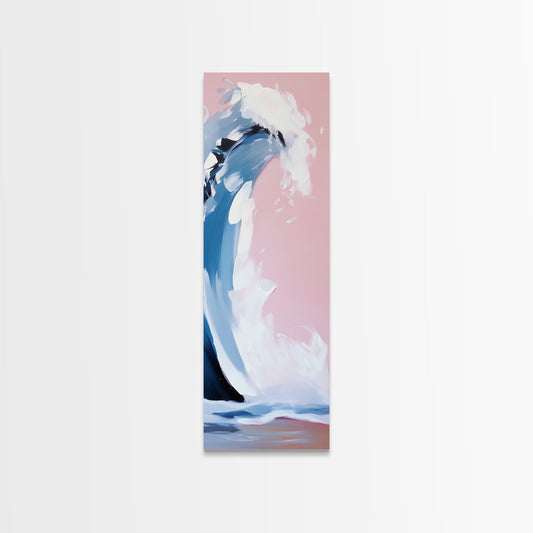 Pink Wave, Surfing Wall Art, Coastal Energy, Abstract Seascape, Ocean Motion, Beach Inspired Framed Canvas Print, Minimalist Home Decor