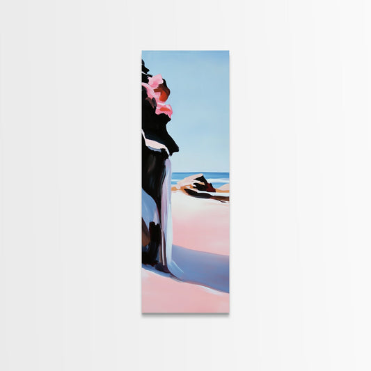 Coastal Cliffs, Pink Waves, Ocean Sunset, Canvas Print, Seascape Wall Art, Beach House Decor, Minimalist Coastal Art, Bedroom Wall Art