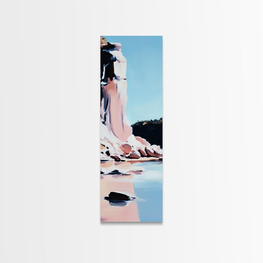 Cliffside Beauty, Ocean Landscape, Coastal Home Decor, Beach Wall Art, Modern Seascape, Framed Canvas Print, Minimalist Style