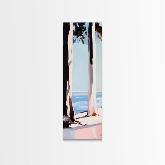 Coastal Trees, Beach Landscape, Minimalist Art, Framed Canvas Print, Modern Wall Art, Ocean View, Nature Decor, Living Room Wall Art