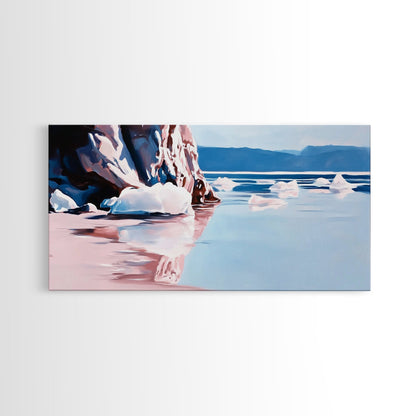 Reflections, Winter Seascape, Arctic Art, Canvas Print, Coastal Wall Decor, Living Room Art, Minimalist Landscape, Nature Painting