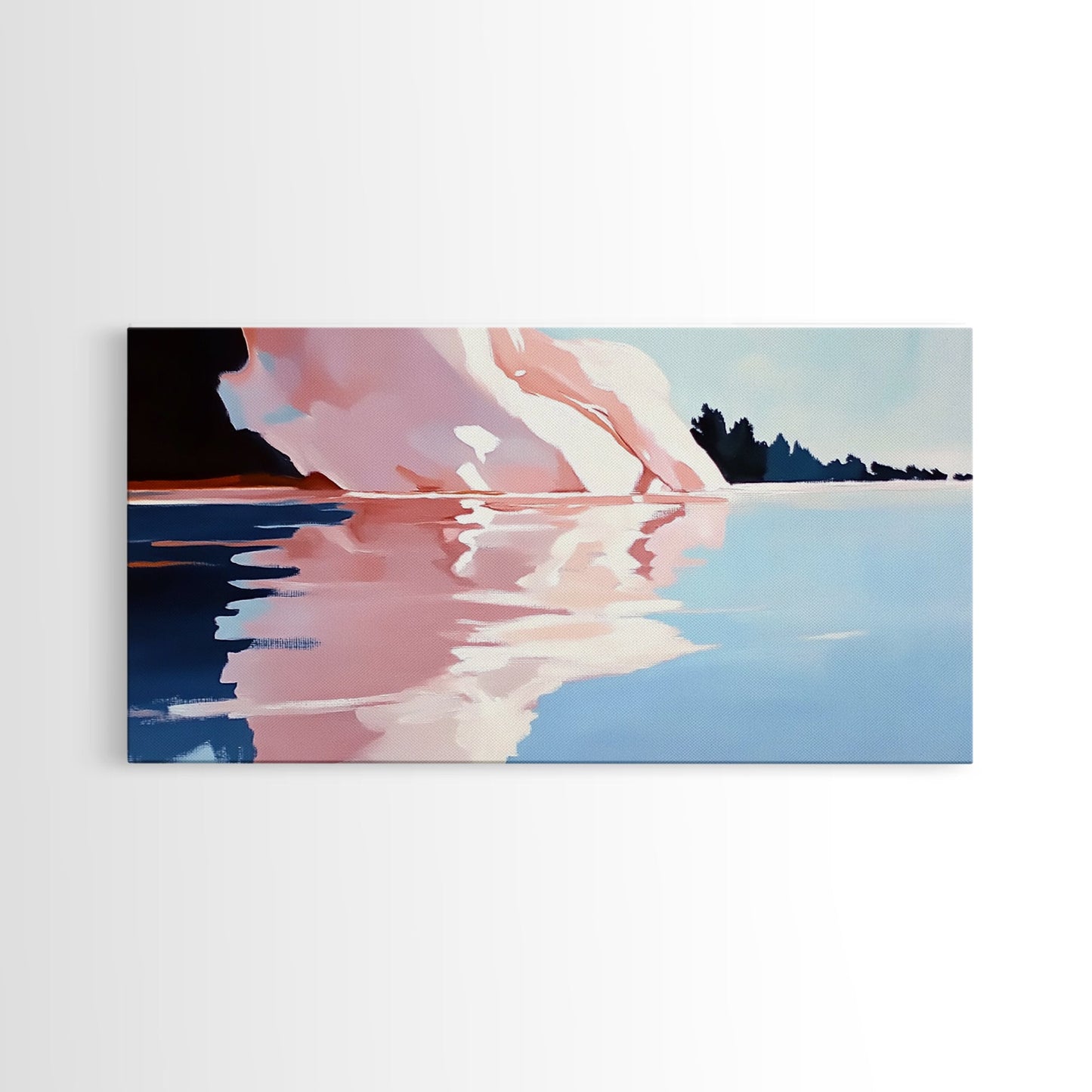 Eisbergspiegelung, Arktische Landschaft, Kühle Farbtöne, Meeresszene, Gerahmter Leinwanddruck, Moderne Wandkunst, Bürodekoration, Küstenmalerei