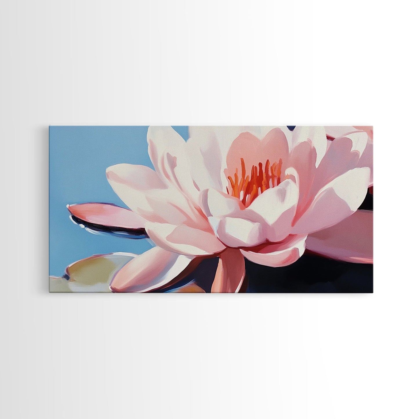 Seerosenblüte, florales Wandbild, Zen-Botanischer Druck, minimalistische Naturdekoration, moderne, ruhige Kunst, Leinwanddruck fürs Badezimmer