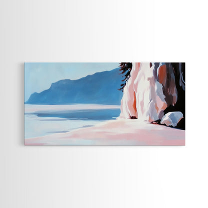 Cliffside Shoreline, Coastal Nature Print, Ocean Landscape Art, Scenic Beach Decor, Nautical Adventure Wall Art, Office Canvas Print