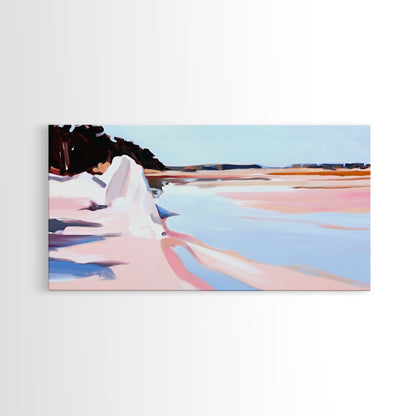 Klippen, Wasser, Spiegelung, Leinwanddruck, Küstenkunst, zeitgenössisches Seestück, Küstenansicht, Pastelllandschaft, Meeresdekor