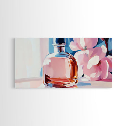 Perfume Bottle, Feminine Art, Chic Wall Decor, Canvas Print, Modern Glam Art, Elegant Painting, Fashion Inspired Art, Dressing Room Art