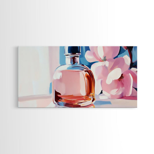 Perfume Bottle, Feminine Art, Chic Wall Decor, Canvas Print, Modern Glam Art, Elegant Painting, Fashion Inspired Art, Dressing Room Art