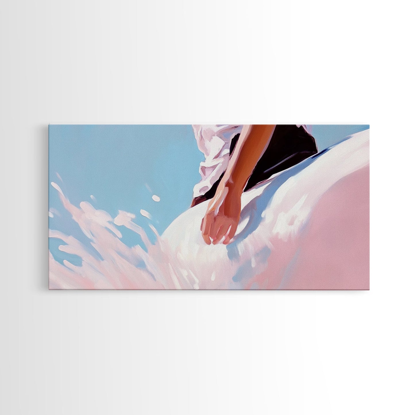 Meeresbrise, surrealer Farbtupfer, Küstenästhetik, moderne Strandkunst, nautische Dekoration, Wandkunst fürs Schlafzimmer, verträumte Pastellkunst, Leinwanddruck