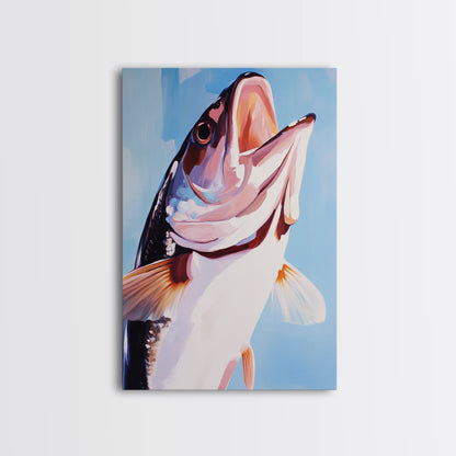 Bass Fish, Fishing Wall Art, Nautical Decor, Sport Fishing, Canvas Print, Coastal Home, Lake House Decor, Rustic Cabin, Ocean Inspired