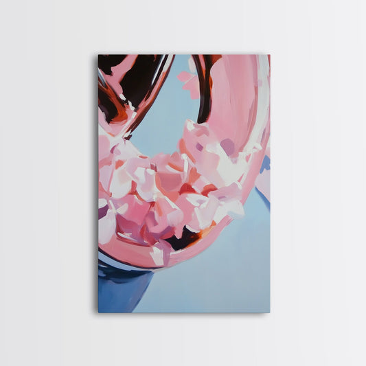 Floral Wreath, Pink Blooms, Nature Artwork, Canvas Print, Soft Color Palette, Cottagecore Wall Art, Bedroom Decor, Romantic Art