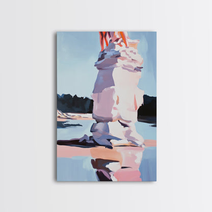 Pink Ice, Abstract, Winter Wall Art, Modern Home Decor, Pastel Landscape, Nature Inspired, Contemporary Art, Framed Canvas Print