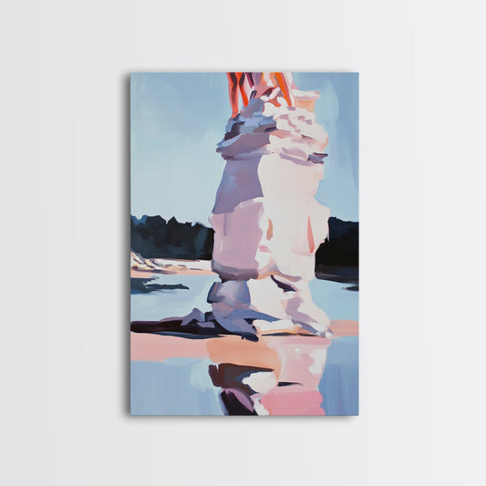 Pink Ice, Abstract, Winter Wall Art, Modern Home Decor, Pastel Landscape, Nature Inspired, Contemporary Art, Framed Canvas Print