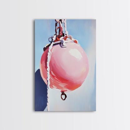 Coastal Buoy, Nautical Wall Art, Beach House Decor, Minimalist Art, Pastel Aesthetic, Ocean Theme, Framed Canvas Print, Modern Art