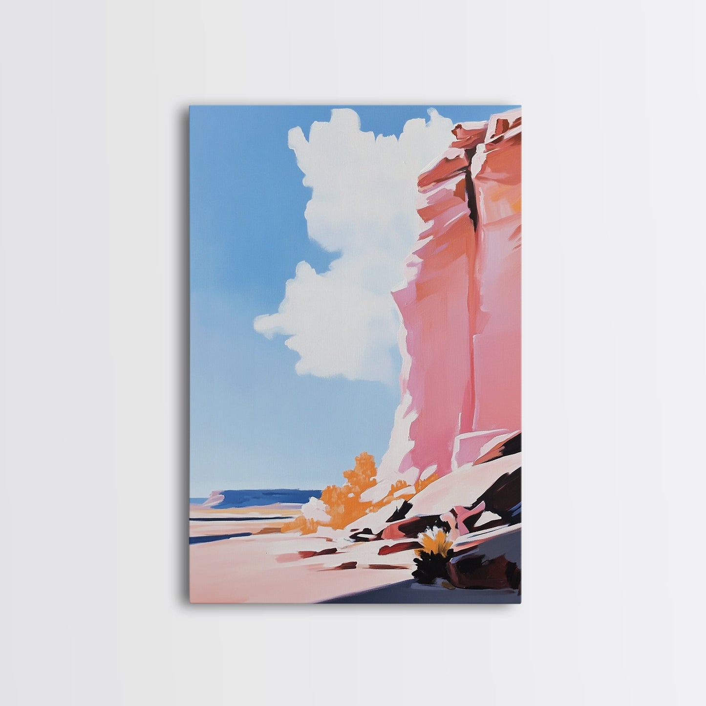 Canyon Landscape, Desert Wall Art, Warm Earth Tone Painting, Western Home Decor, Framed Canvas Print, Modern Rustic Wall Art