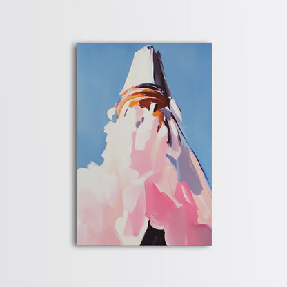 Mountain, Abstract Peak, Modern Landscape, Canvas Print, Blue Wall Art, Minimalist Nature Art, Neutral Wall Decor, Office Wall Art