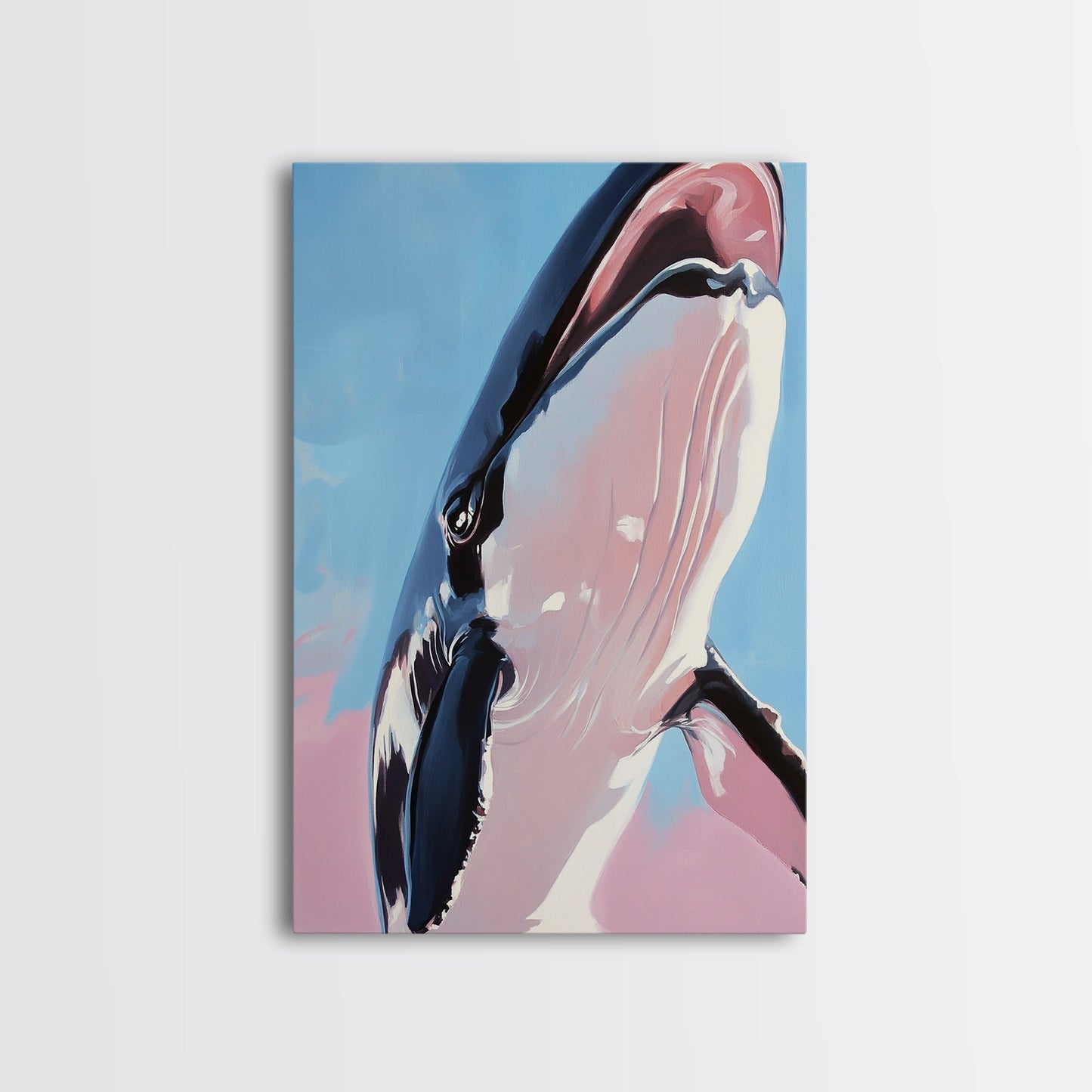Majestic Whale, Ocean Wonder, Marine Life Art, Contemporary Animal Painting, Coastal Decor, Nautical Wall Art, Framed Canvas Print