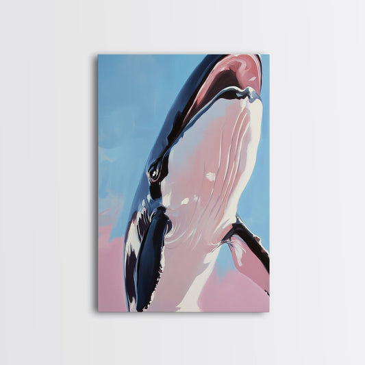 Majestic Whale, Ocean Wonder, Marine Life Art, Contemporary Animal Painting, Coastal Decor, Nautical Wall Art, Framed Canvas Print