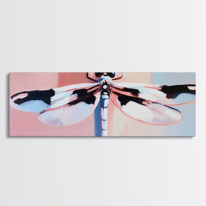 Dragonfly, Framed Canvas Print, Nature Wall Art, Pastel Aesthetic, Boho Artwork, Elegant Home Decor, Insect Painting, Minimalist Art