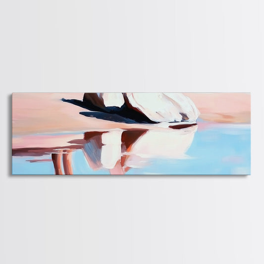 Reflection, Beach Sand, Framed Canvas Print, Coastal Home Decor, Soft Aesthetic, Minimalist Art, Dreamy Seascape, Serene Painting