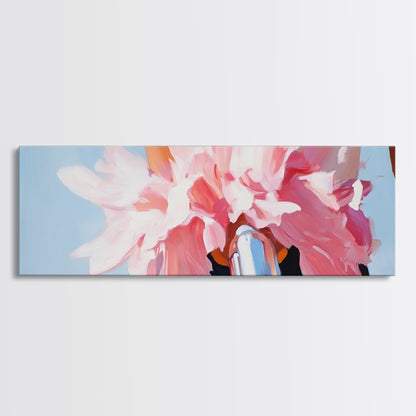 Flower Bicycle, Romantic Aesthetic, Feminine Wall Art, Soft Pastel Painting, Canvas Print, Bedroom Wall Art, French Chic Decor