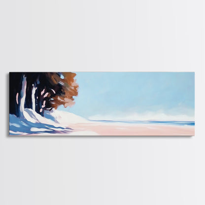 Tranquil Horizon, Minimalist Seascape, Coastal Escape, Soft Pastel Beach, Canvas Print, Relaxing Living Room Wall Art, Boho Decor