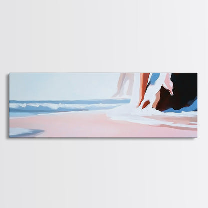 Ocean Waves, Beach Life Art, Tranquil Seascape, Minimalist Coastal Vibe, Framed Canvas Print, Living Room Accent, Serene Blue Decor