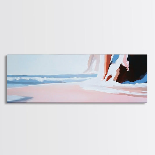 Ocean Waves, Beach Life Art, Tranquil Seascape, Minimalist Coastal Vibe, Framed Canvas Print, Living Room Accent, Serene Blue Decor