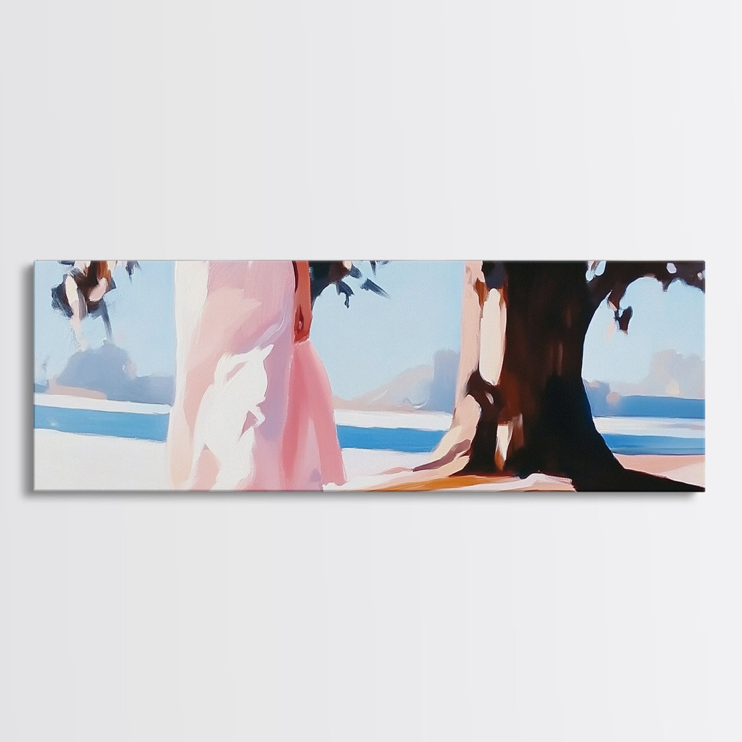 Sunlit Pathway, Dreamy Nature Art, Romantic Forest Scene, Earth Tones, Framed Canvas Print, Cozy Home Decor, Hallway Statement Piece