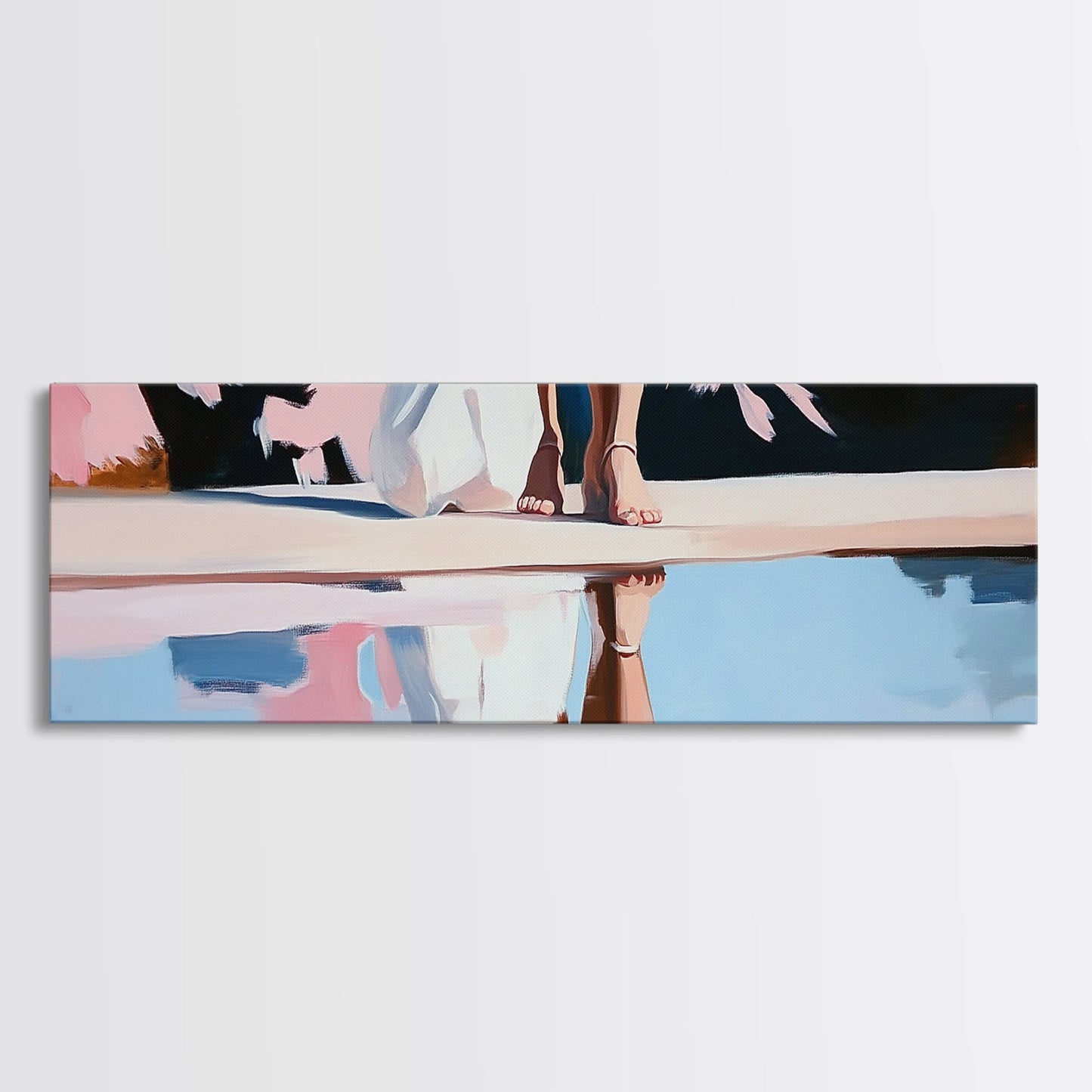 Reflection Beauty, Elegant Aesthetic, Nature Painting, Romantic Minimalism, Framed Canvas Print, Living Room Decor, Feminine Artwork