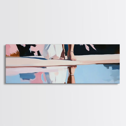 Reflection Beauty, Elegant Aesthetic, Nature Painting, Romantic Minimalism, Framed Canvas Print, Living Room Decor, Feminine Artwork