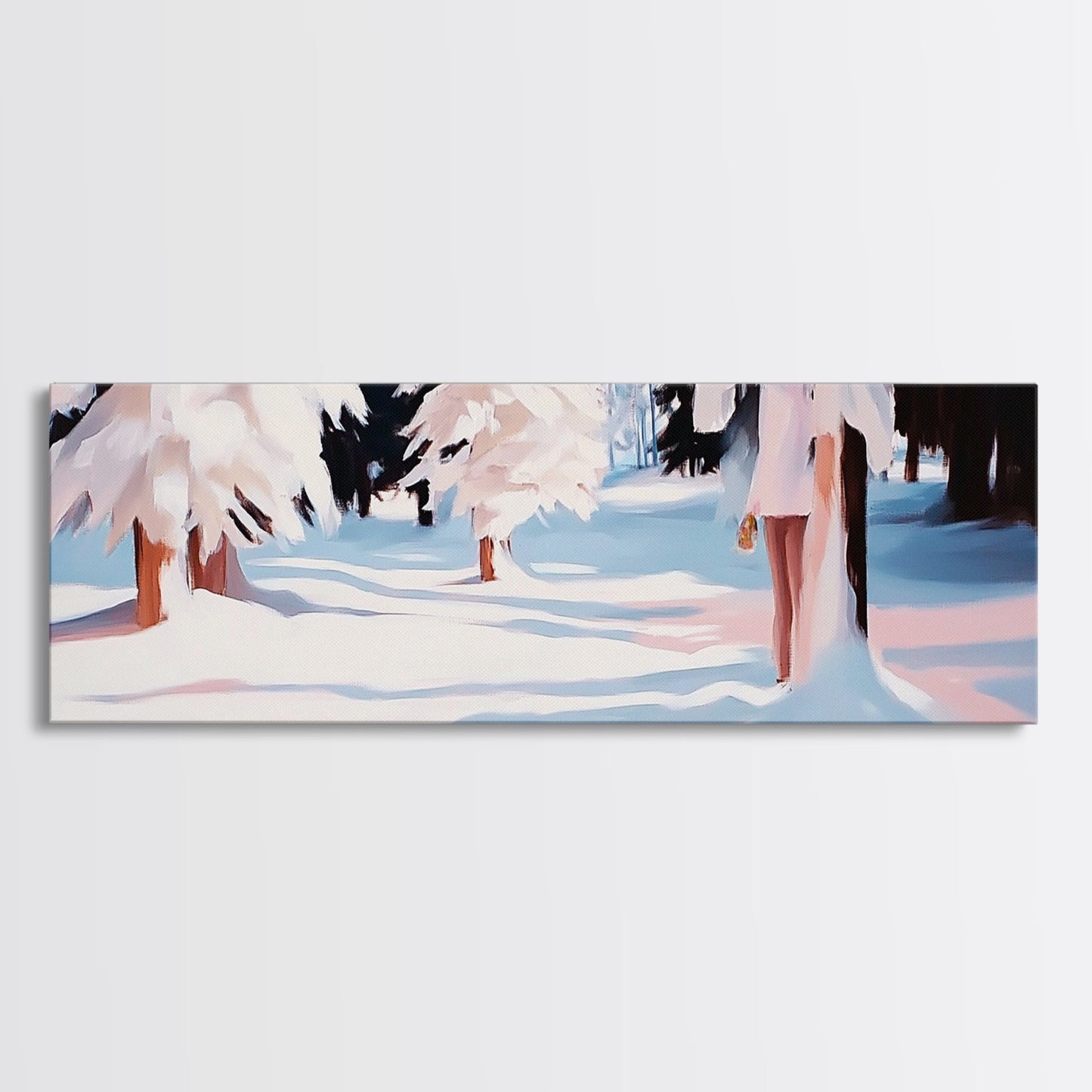 Snowy Forest, Winter Scene, Tranquil Beauty, Framed Canvas Print, Cozy Wall Art, Christmas Home Decor, Minimalist Winter Artwork
