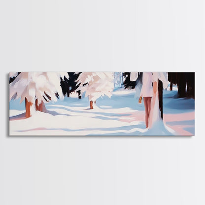 Snowy Forest, Winter Scene, Tranquil Beauty, Framed Canvas Print, Cozy Wall Art, Christmas Home Decor, Minimalist Winter Artwork