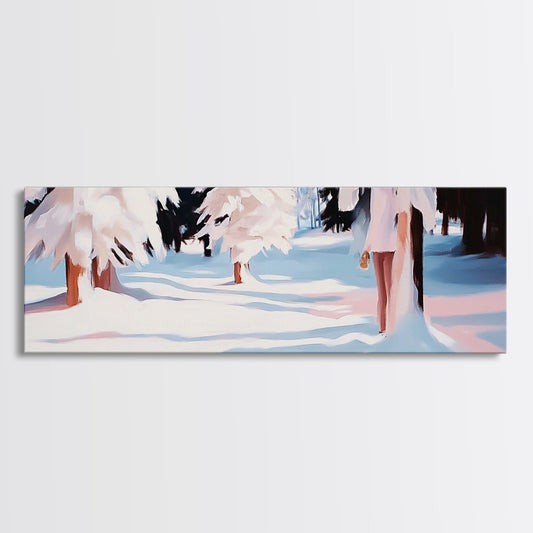 Snowy Forest, Winter Scene, Tranquil Beauty, Framed Canvas Print, Cozy Wall Art, Christmas Home Decor, Minimalist Winter Artwork