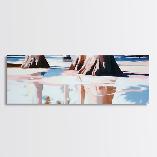 Tree Reflections, Water Reflection, Earthy Tones, Canvas Print, Minimalist Wall Art, Nature Inspired Decor, Modern Home Aesthetic