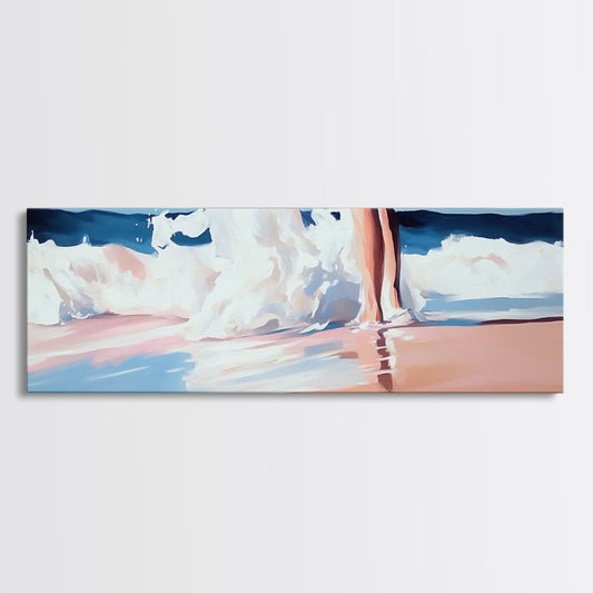 Beach Reflection, Seascape Art, Framed Canvas Print, Coastal Wall Art, Nautical Home Decor, Minimalist Water Painting, Bathroom Art