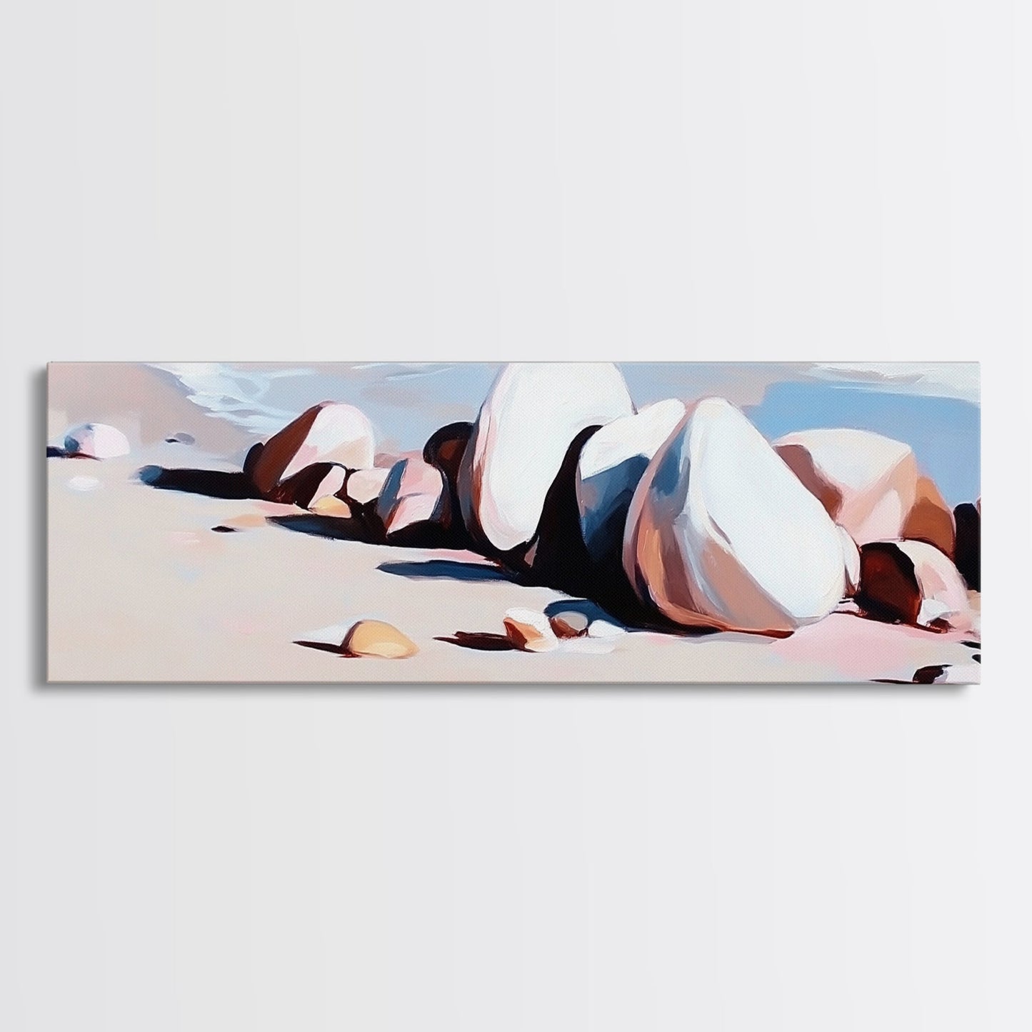 Beach Rocks, Ocean, Shore, Canvas Print, Coastal Art, Relaxing Summer Decor, Minimalist Artwork, Bedroom or Bathroom Wall Art