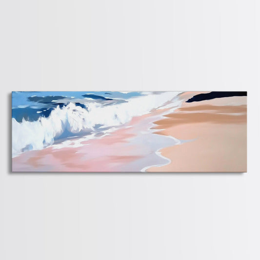 Tropical Shore, Waves Crashing, Serene Ocean, Coastal Canvas Print, Living Room Wall Art, Nautical Decor, Minimalist Beach Art