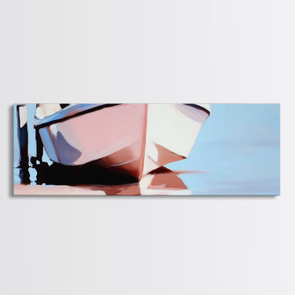 Ankerboot, maritimer Charme, maritime Kunst, gerahmter Leinwanddruck, Küstenwohnzimmerdekoration, Wandkunst für Strandhäuser, Meeresgemälde