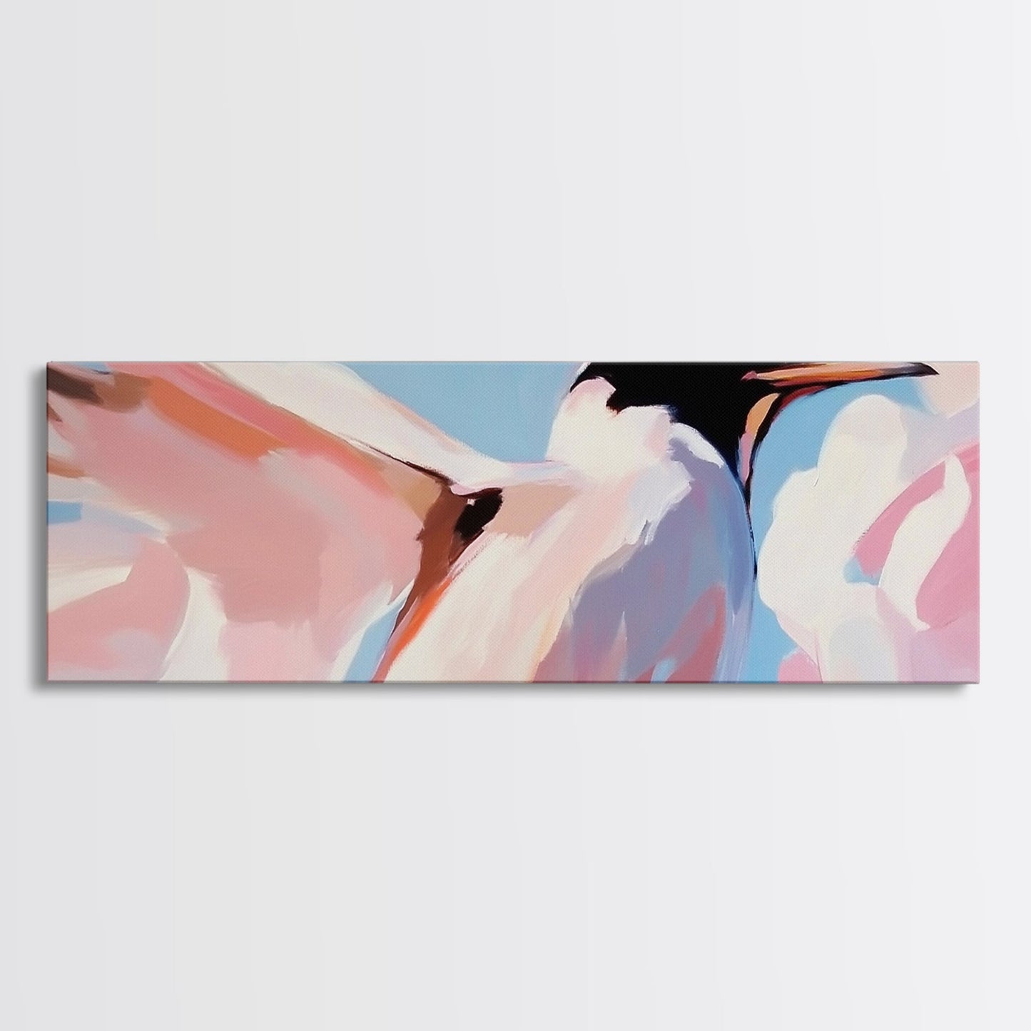 Soaring Seabird Art, Coastal Bird Print, Minimalist Wildlife Art, Pastel Sky Painting, Large Canvas Print, Beach House Decor, Bedroom Art