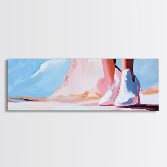 White Sneakers, Modern Fashion, Aesthetic Wall Art, Canvas Print, Bedroom Decor, Trendy Art, Minimalist Painting, Soft Color Palette