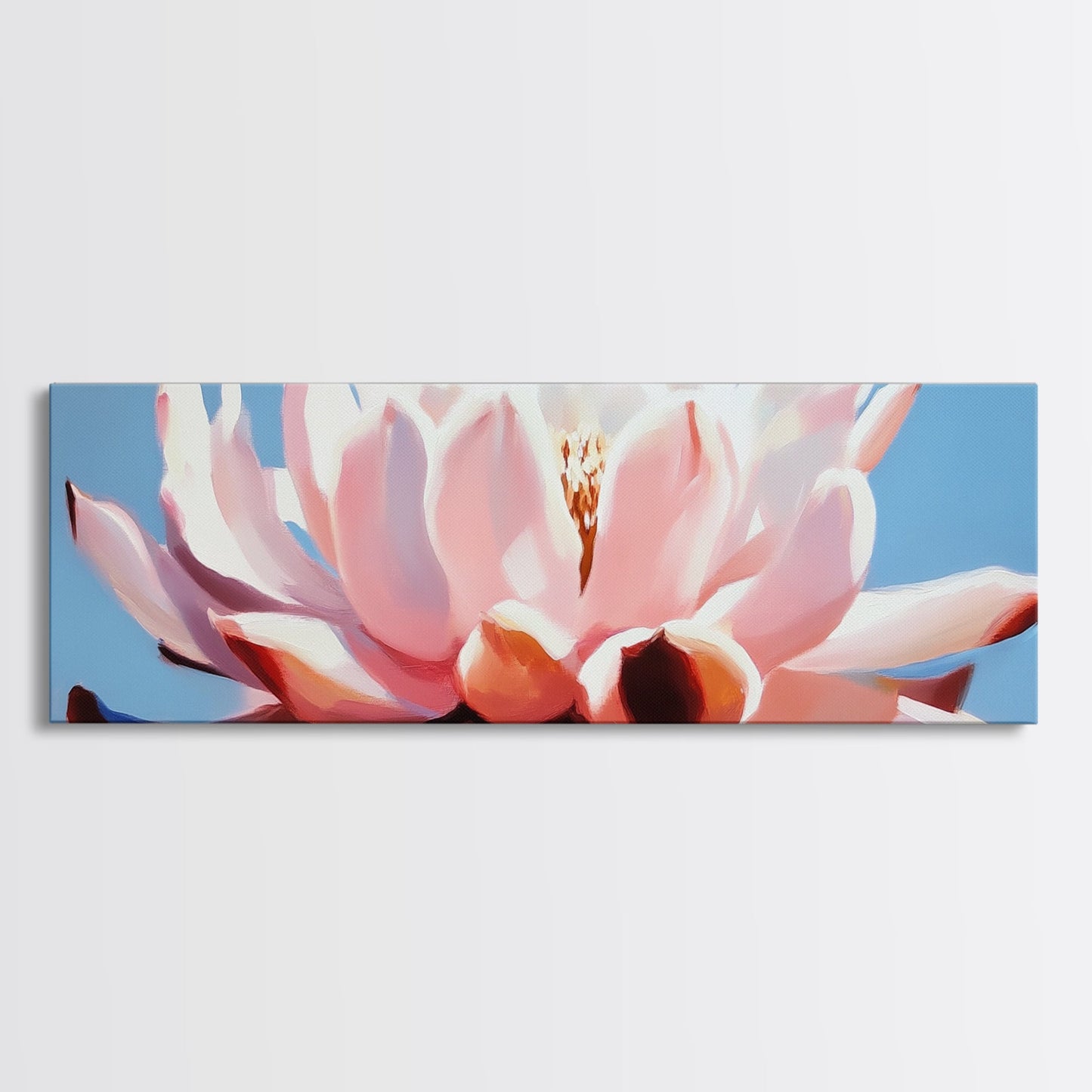 Pink Lotus, Floral Wall Art, Elegant Home Decor, Framed Canvas Print, Feminine Aesthetic, Botanical Art, Water Lily Painting