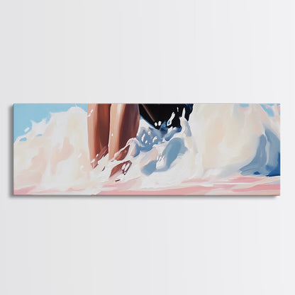 Ocean Waves, Coastal Art, Beach Vibes, Living Room Wall Art, Modern Seascape, Minimalist Art, Framed Canvas Print, Nautical Decor