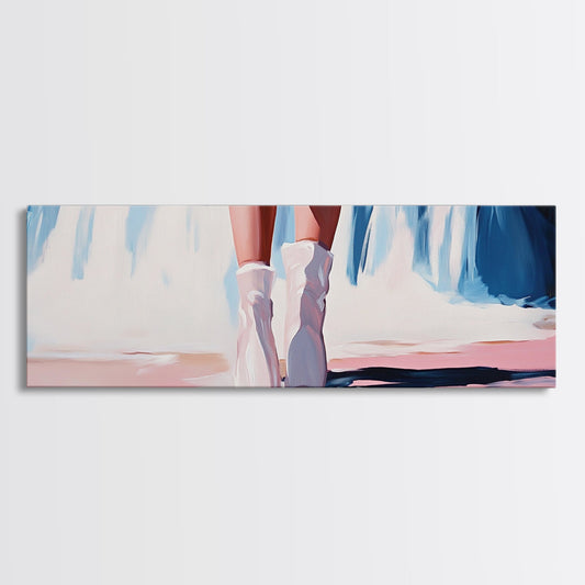 Waterfall Boots, Nature Wall Art, Beach Decor, Blue Waterfall Painting, Framed Canvas Print, Cottagecore Aesthetic, Bedroom Art