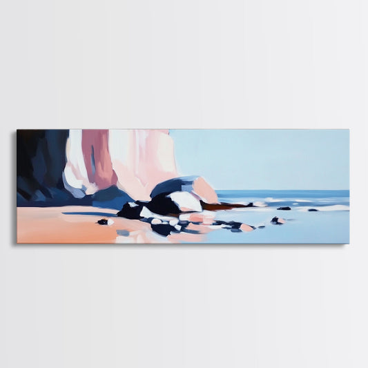 Seascape, Cliffside Waves, Coastal Art, Ocean Landscape, Canvas Print, Nautical Decor, Living Room Art, Boho Wall Art, Beach House Style