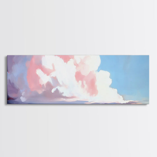 Soft Clouds, Ocean Horizon, Dreamy Seascape, Modern Beach Art, Framed Canvas Print, Coastal Minimalist, Living Room Wall Art