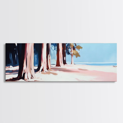 Tranquil Forest, Coastal Landscape, Minimalist Wall Art, Framed Canvas Print, Nature Decor, Beach House Wall Art, Boho Aesthetic