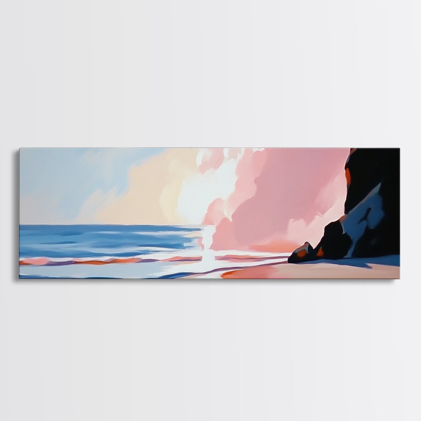Ocean Sunset, Serene Beach, Coastal Decor, Canvas Print, Dreamy Seascape, Living Room Wall Art, Pastel Wall Art, Relaxing Artwork