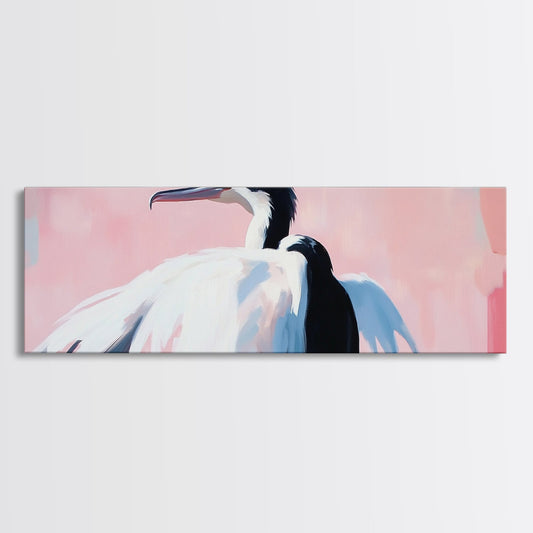 Graceful Heron, Coastal Bird Art, Minimalist Nature Decor, Canvas Print, Serene Wildlife, Living Room Wall Art, Boho Beach House