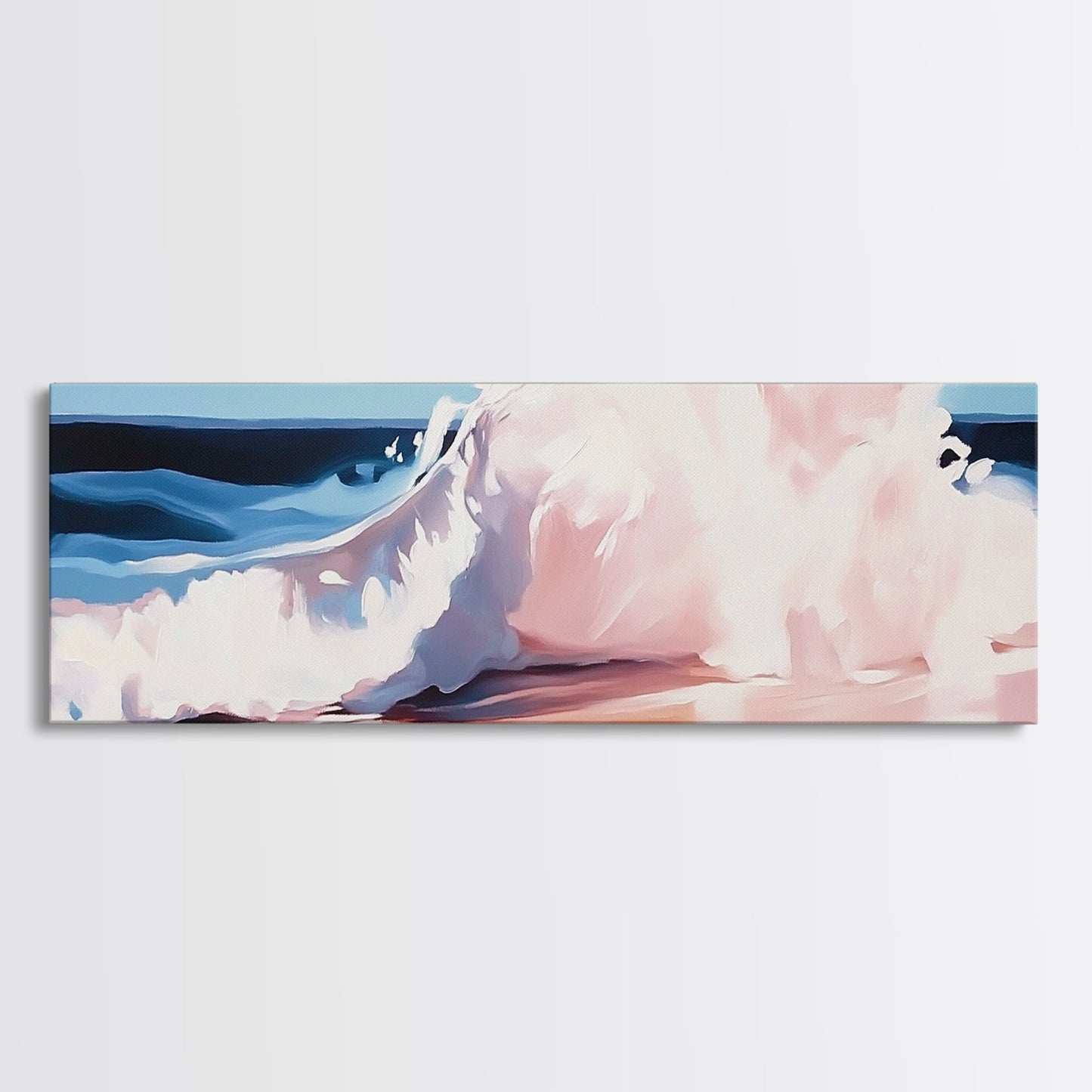 Ocean Wave, Coastal Splash, Beach House Wall Art, Framed Canvas Print, Serene Seascape, Blue Aesthetic, Nautical Home Decor