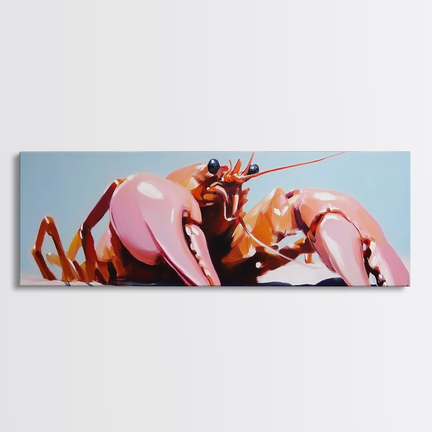 Lobster Illustration, Nautical Kitchen Art, Coastal Seafood Decor, Canvas Print, Rustic Beach House, Maritime Aesthetic, Dining Wall Art